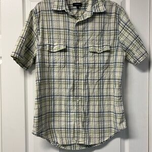 Croft & Barrow Men's Blue and Green Plaid Short Sleeve Shirt